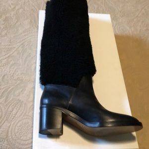 Madison Margiela black leather and calf fur boots